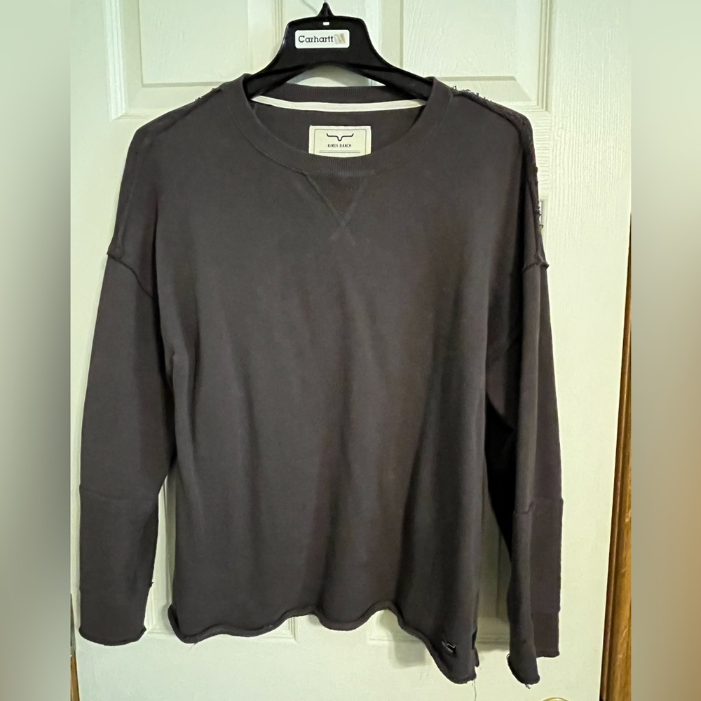 Kimes Ranch frayed grey sweatshirt. Size L